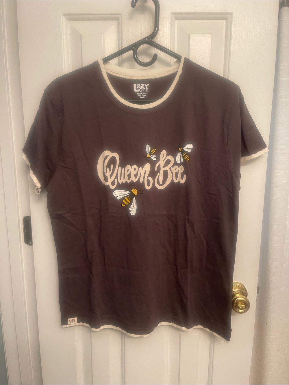 Lazy One Brown 'Queen Bee' Tee with Cream Trim
